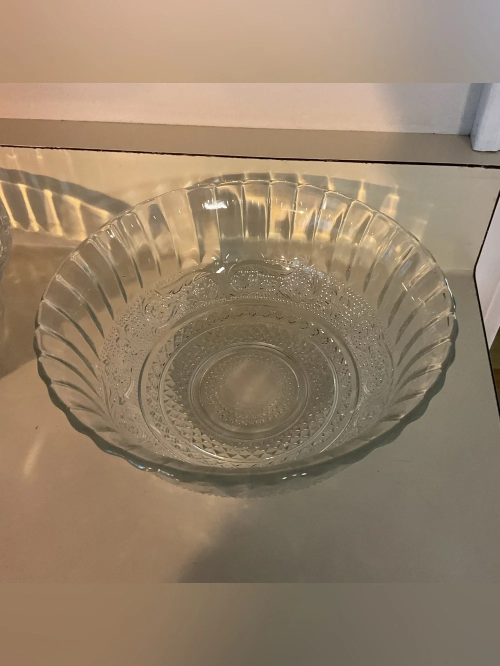 Pretty Clear Glass Fluted Matching Serving Bowls - Set of 2